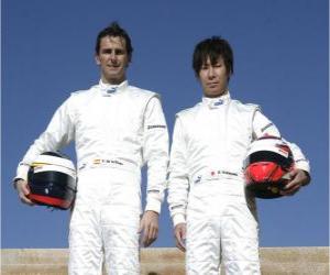 пазл Педро Мартинес де ла Роса и Камуи Кобаяси, пилоты BMW Sauber F1 Team